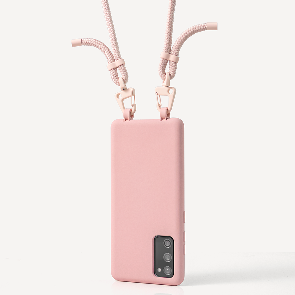 Detachable Necklace Perfect Fit Soft Silicone Crossbody Phone Case With Matching Flat Cord Lanyard For iPhone 13 For Samsung