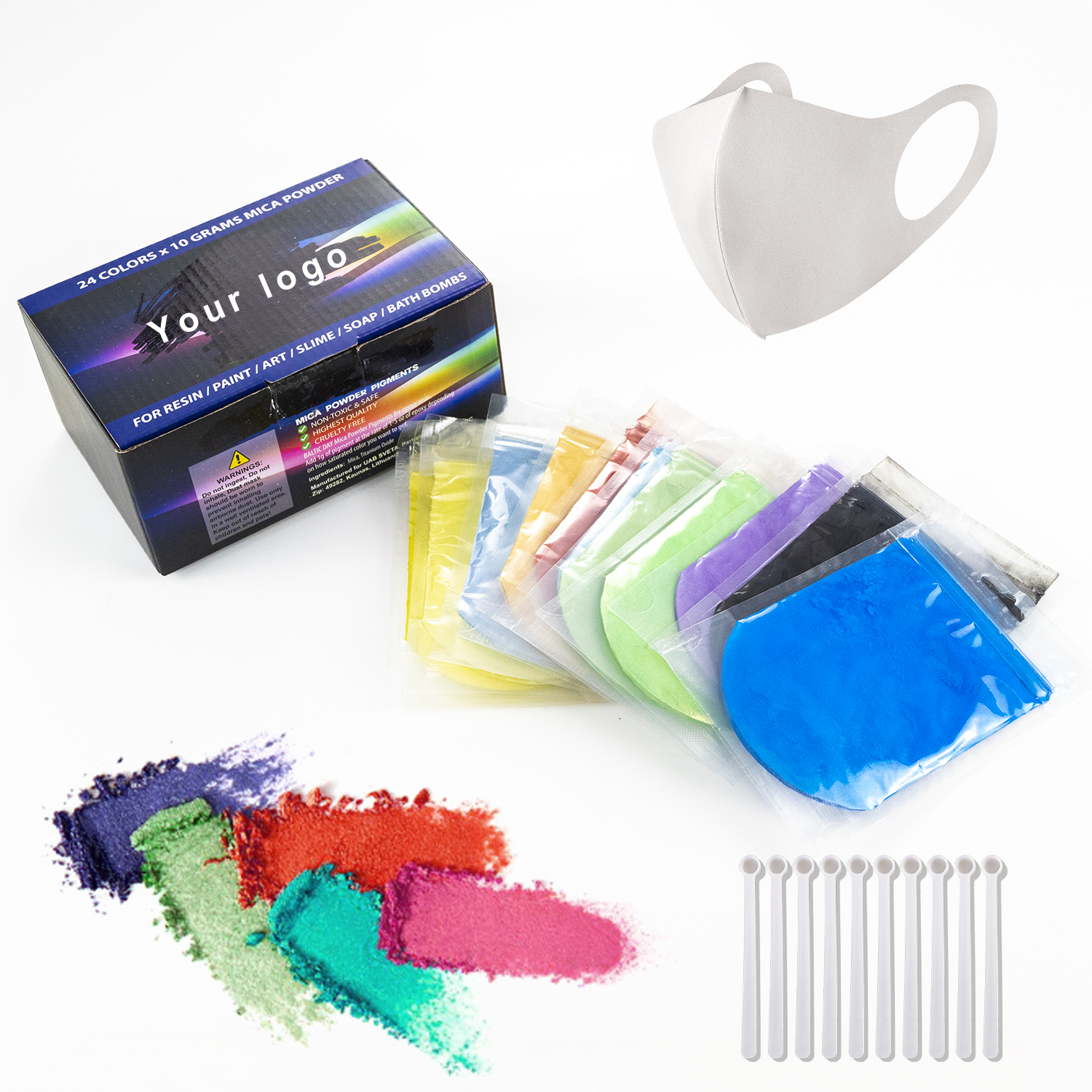 DIY 24 Color Safety Non-toxic neon mica powder pearlescent pigment popular slime toys for kids