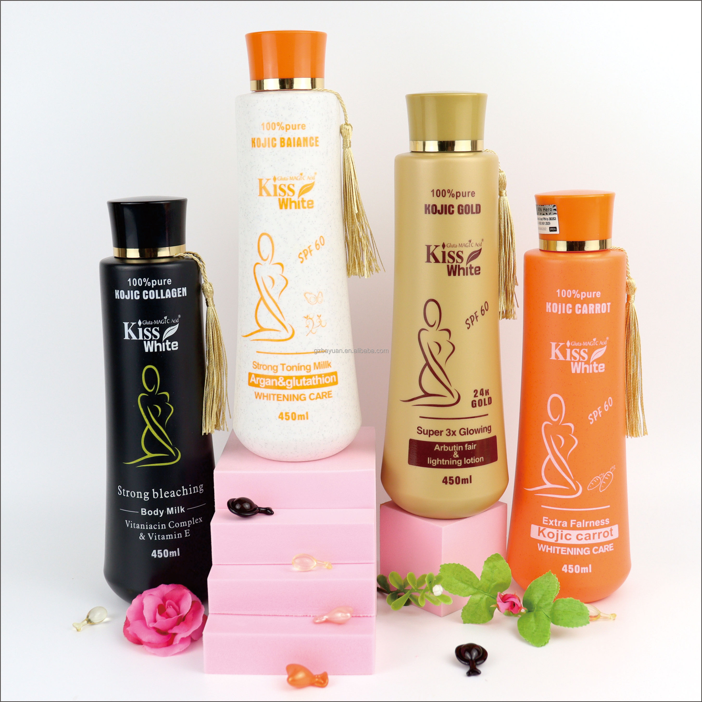 Крем для тела Kiss White от частного бренда, молочный, Осветляющий, Kojic коллаген, морковь, светящийся, отбеливающий лосьон для тела для черной кожи