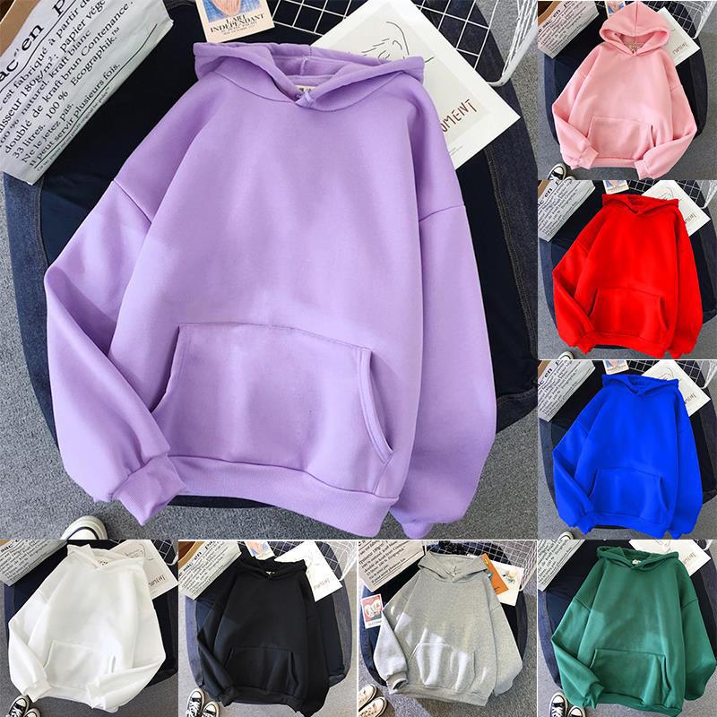 Solid Color Purple Custom Logo Sweatshirt High Quality Pullover Plain Oversized Printed Womens Hoodies