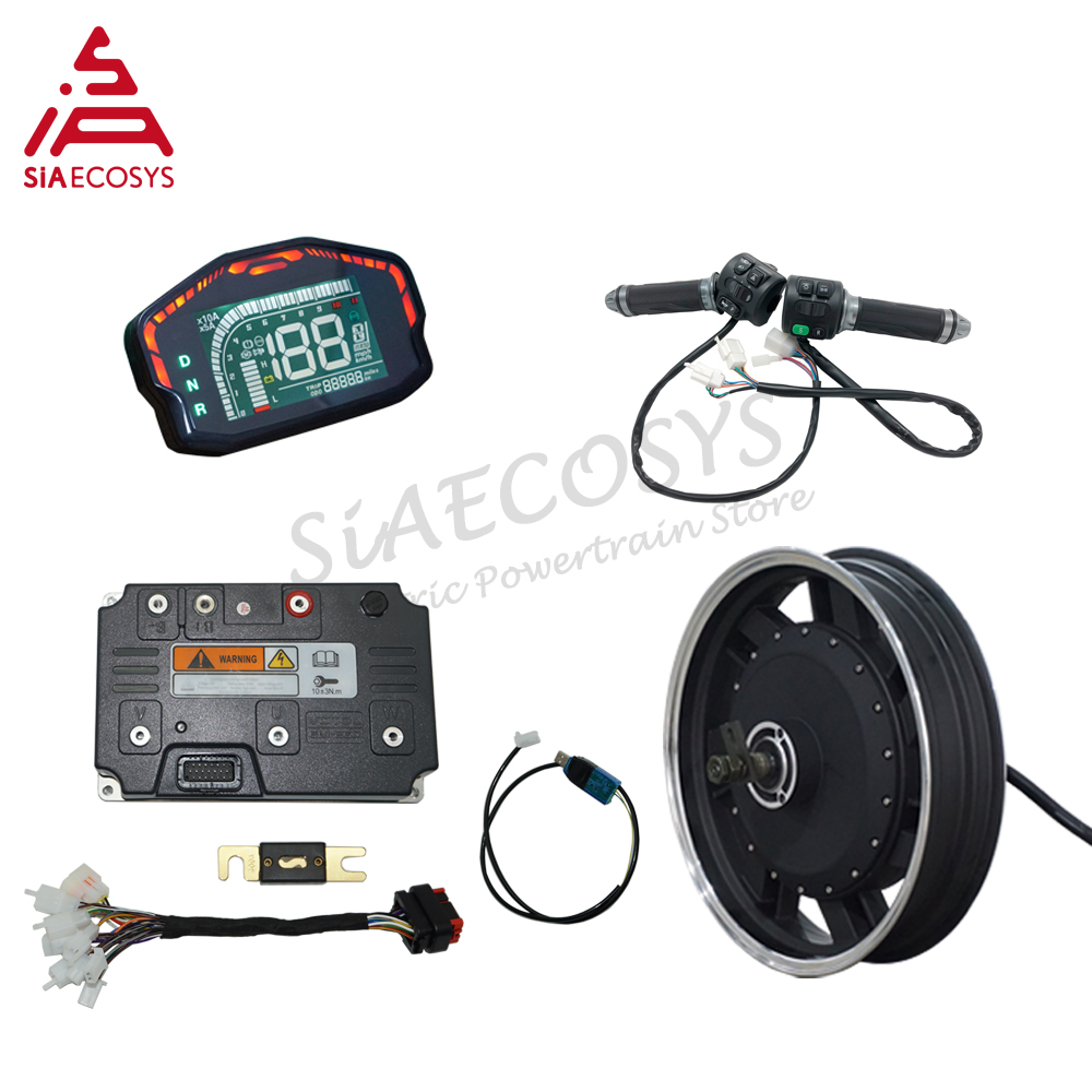 SIA/QS 17X3.5inch 8000W V4 72V 120kph hub Motor with EM260sp controller power train kits for electric motorcycle