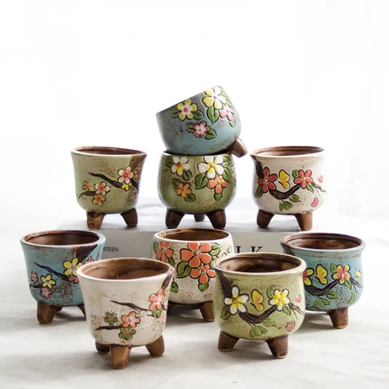cute girl gift Coloured drawing Mini decoration korean Flower Pot Succulent Cactus Garden Ceramic Flower Pot