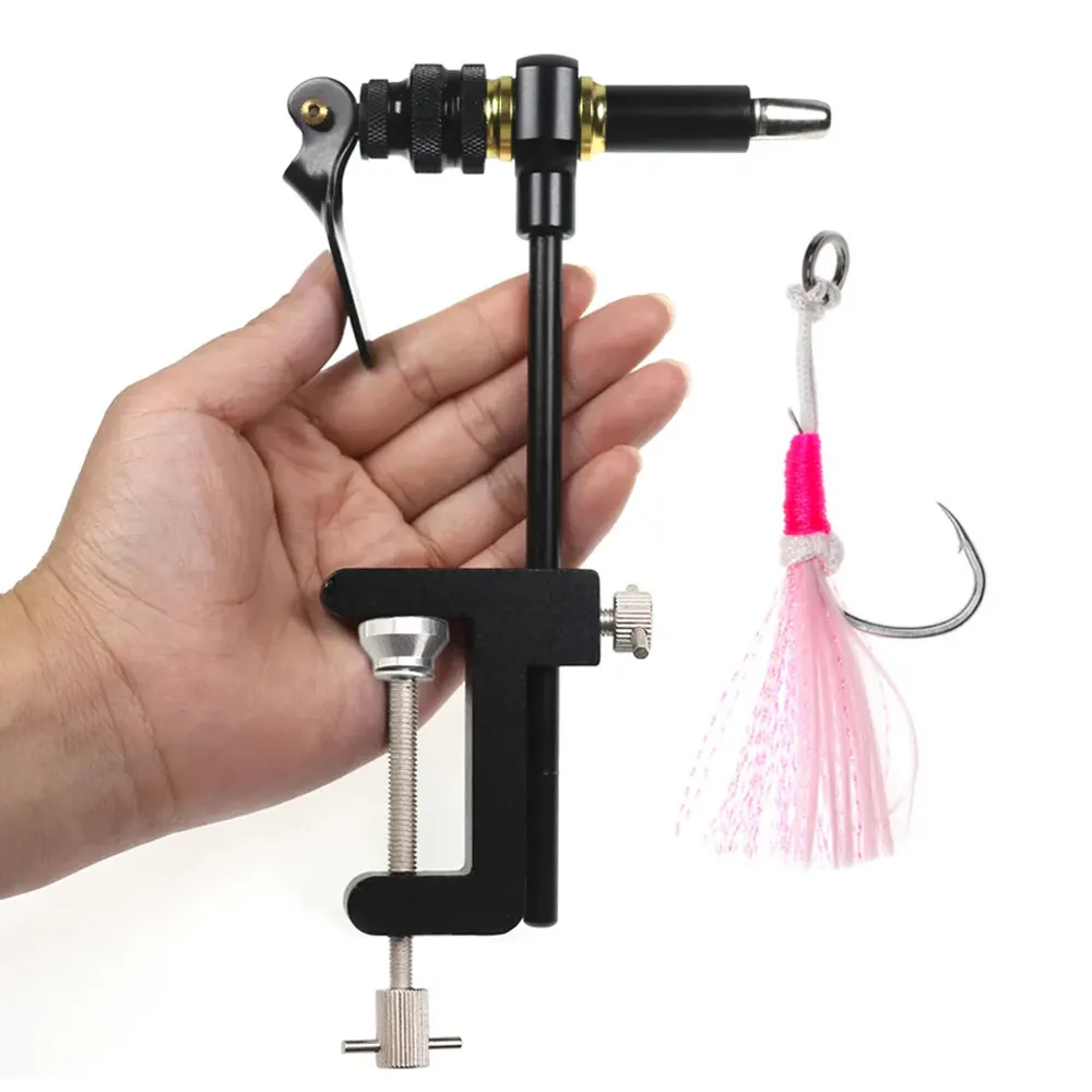 360 Degree Rotation Assist Hook Binding Vise/ Fly Tying C-Clamp Vise with Hardened Steel Jaws Fishing Lure Making Tools
