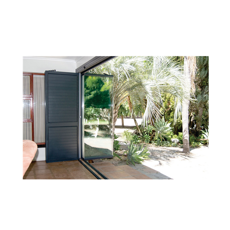 sliding folding shutter door with retractable louver blades