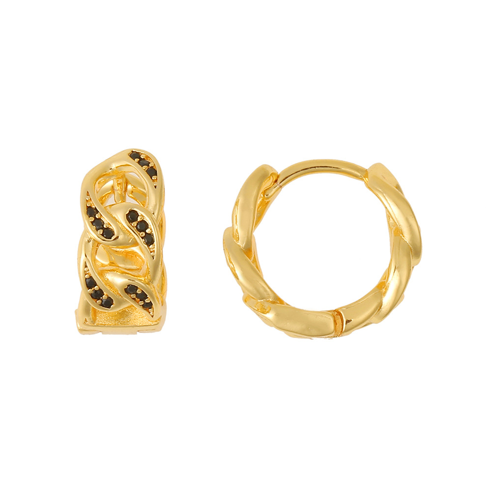 2021 Hip Hop Jewelry 18k Gold Plated Circle Push-back Earring Iced Out Cubic Zirconia Earring Multicolored Round Hoop Earring