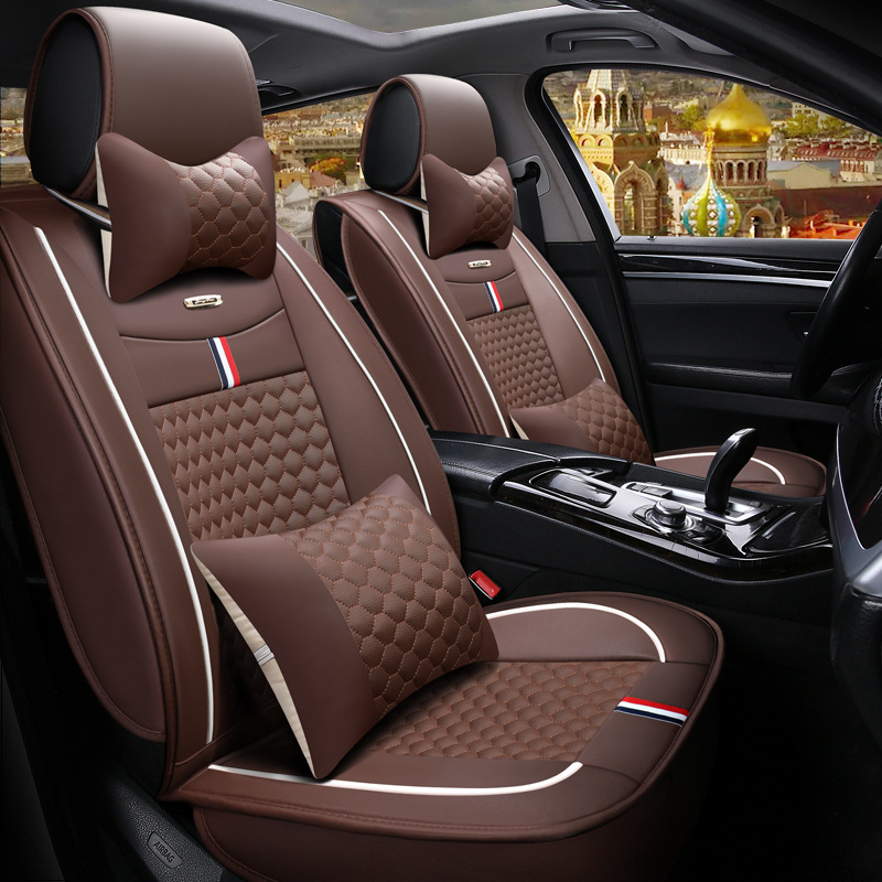 Newest Design Hot Selling Durable Coffee full cover 5-seat car seat cover leather waterproof
