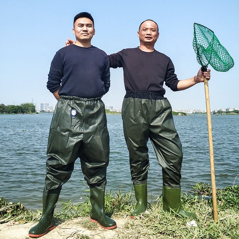 Design Your Own Working Pvc Nylon with Boots Fabric Waterproof Shoes Fishing Length Pants Waist High Waders
