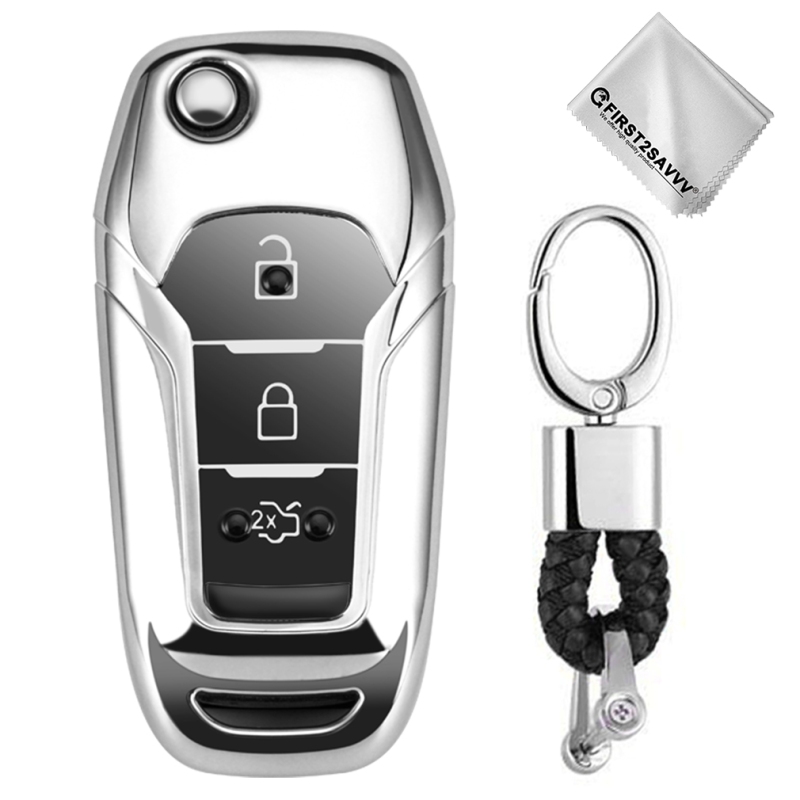 Dropshipping Convenient Disassembly TPU One-piece Electroplating Opening Full Coverage Car Key Case Key Ring Cover for Ford Edge