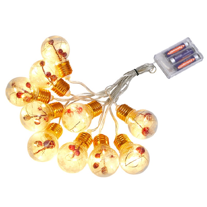 New 4m Led Room Decoration Christmas Tree String Lights Outdoor Red Fruit Lanterns Christmas LED Bulb String Lights