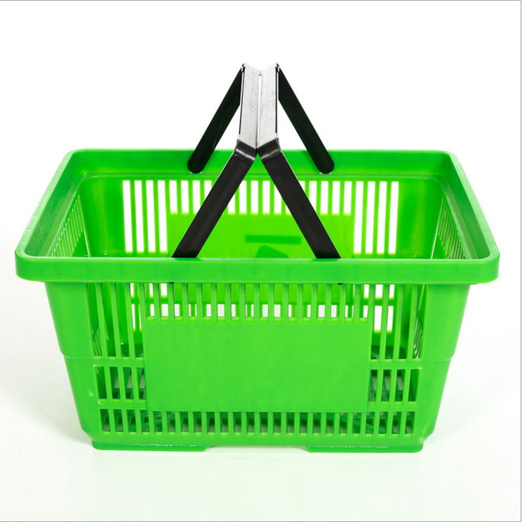 Popular grocery/store shopping basket supermarket plastic handle shopping basket