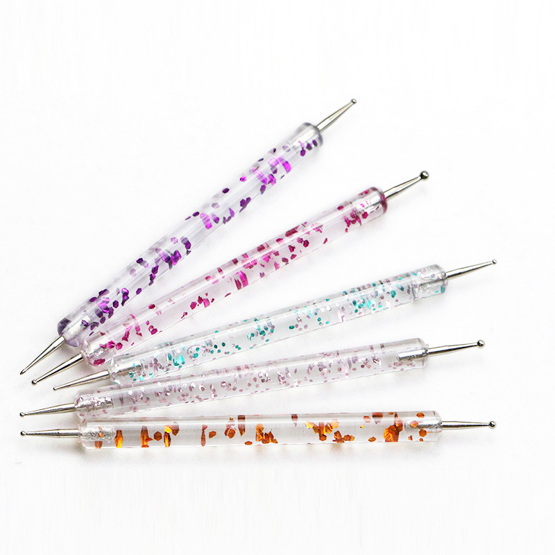 Factory Wholesale Suitable For Novice Manicurist Nail Shop Practice Double Head Dotting Drill Pen Nail Tools 5 PCS