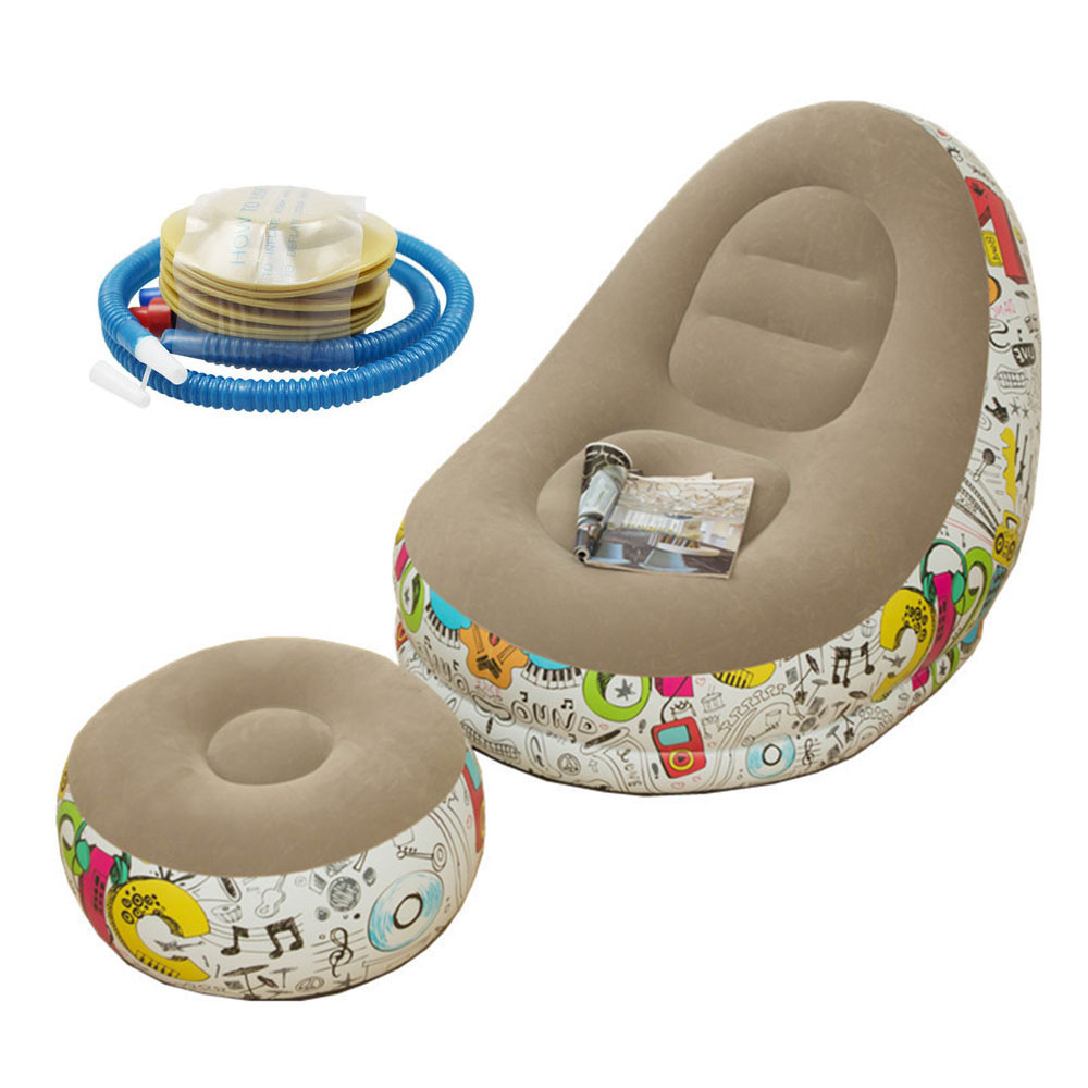 Outdoor PVC flocked air filed sofa chair living room lounger kids air chair sofa adult lounge sofa bed furniture folding chair