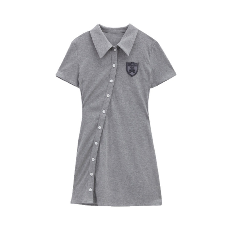 Polo collar dress female summer spice girls wind slim bear short sleeve bag hip skirt design sense