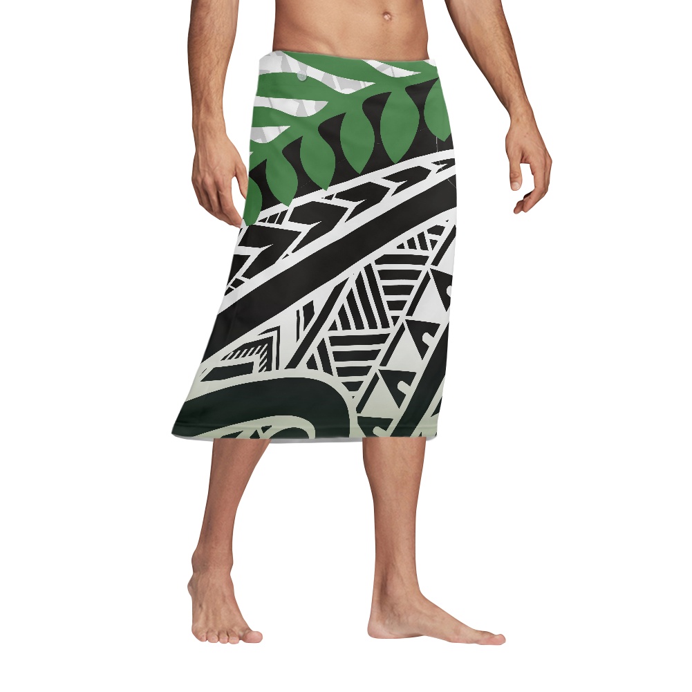 Custom MOQ 1 Polynesian Samoan Tribal Design Men Sarong Casual Beachwear Southeast Asia Ethnic Clothing Wrap Skirt Dress