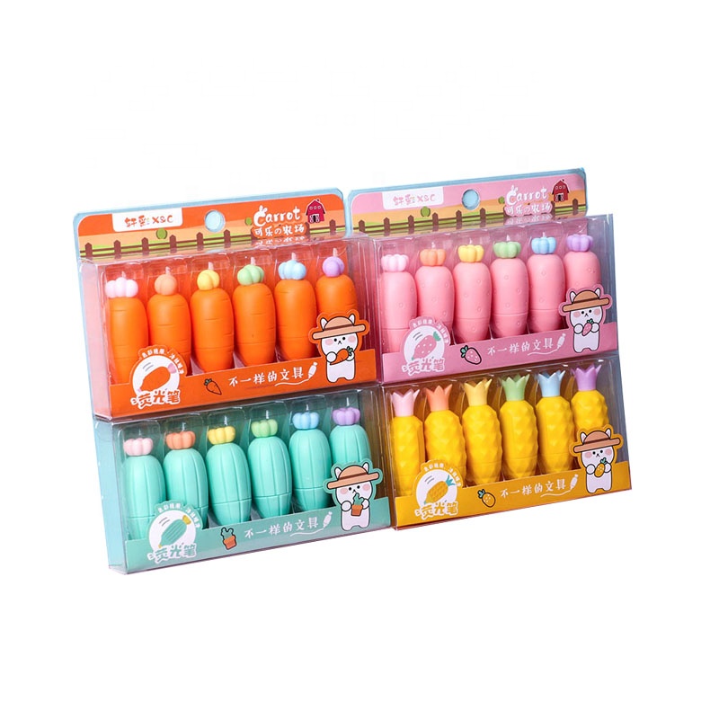 Andstal Cute Kawaii Fruit Highlighter Marker Pen 6pcs/box 0.5mm Fiber Tip Pastel Highlighter For Markering