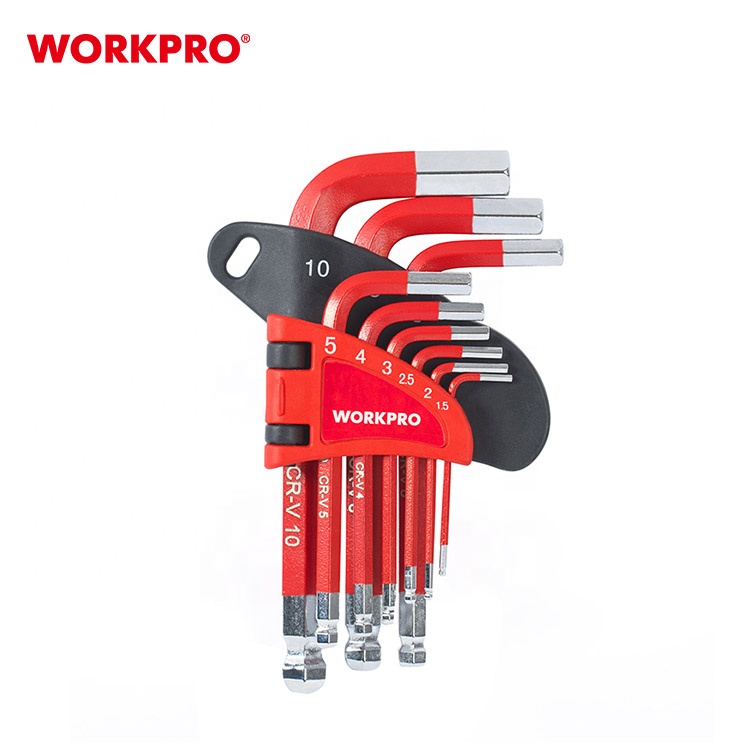 WORKPRO 9 шт. длинный короткий рычаг, шаровой ключ, набор ключей с шестигранной головкой, шестигранный ключ, гаечный ключ для велосипеда, набор инструментов для ремонта