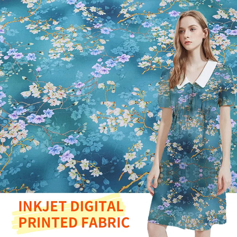 45s Digital Printing Direct Spraying Silk Rayon Fabric For Dress Pajama Women's Fabric