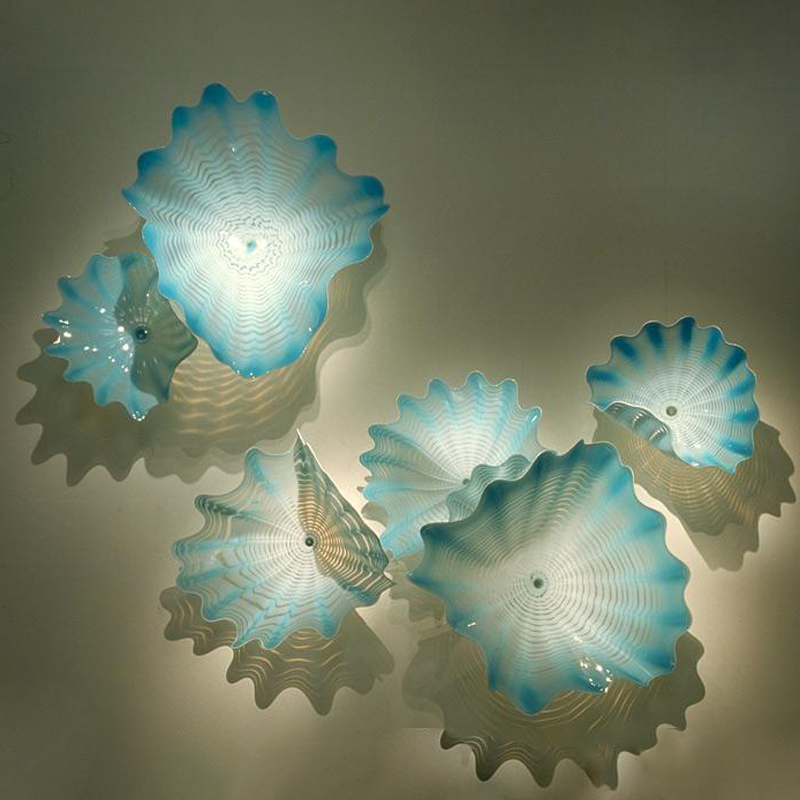 Light Blue Dream Handmade Blown Murano Glass Decorative Wall Art Plates