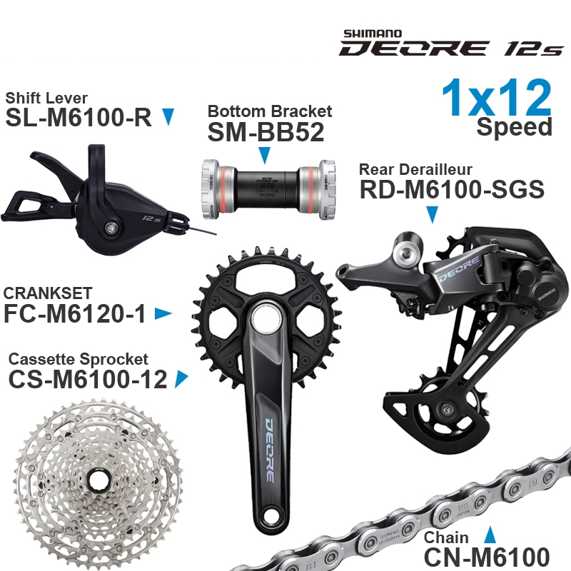 Велосипедный переключатель передач SHIMANO DEORE M6100 m6000, Задняя кассета звездочек цепи, комплект кривошипников, кронштейн 1x12 Скоростей, детали для горного велосипеда
