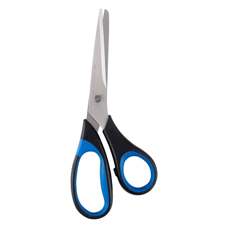 Baoke quality stainless paper scissor custom paper cutting scissor colorful soft rubber grip paper scissor SR1505