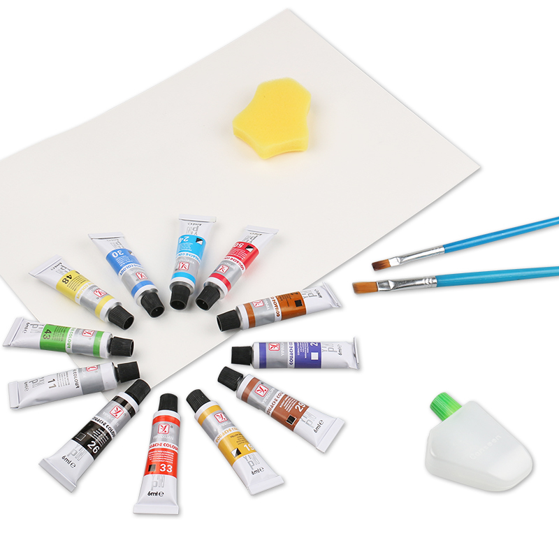 12 colors art supplies drawing water colour acrylic paint brush set acrylic paint by numbers