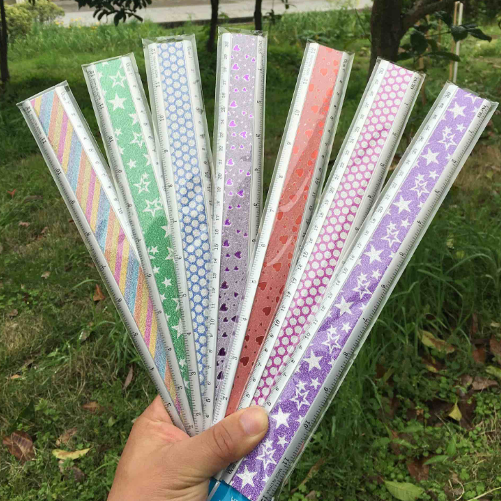 Colorful student use 20 30 cm Aluminum Safety Ruler Custom Logo/length