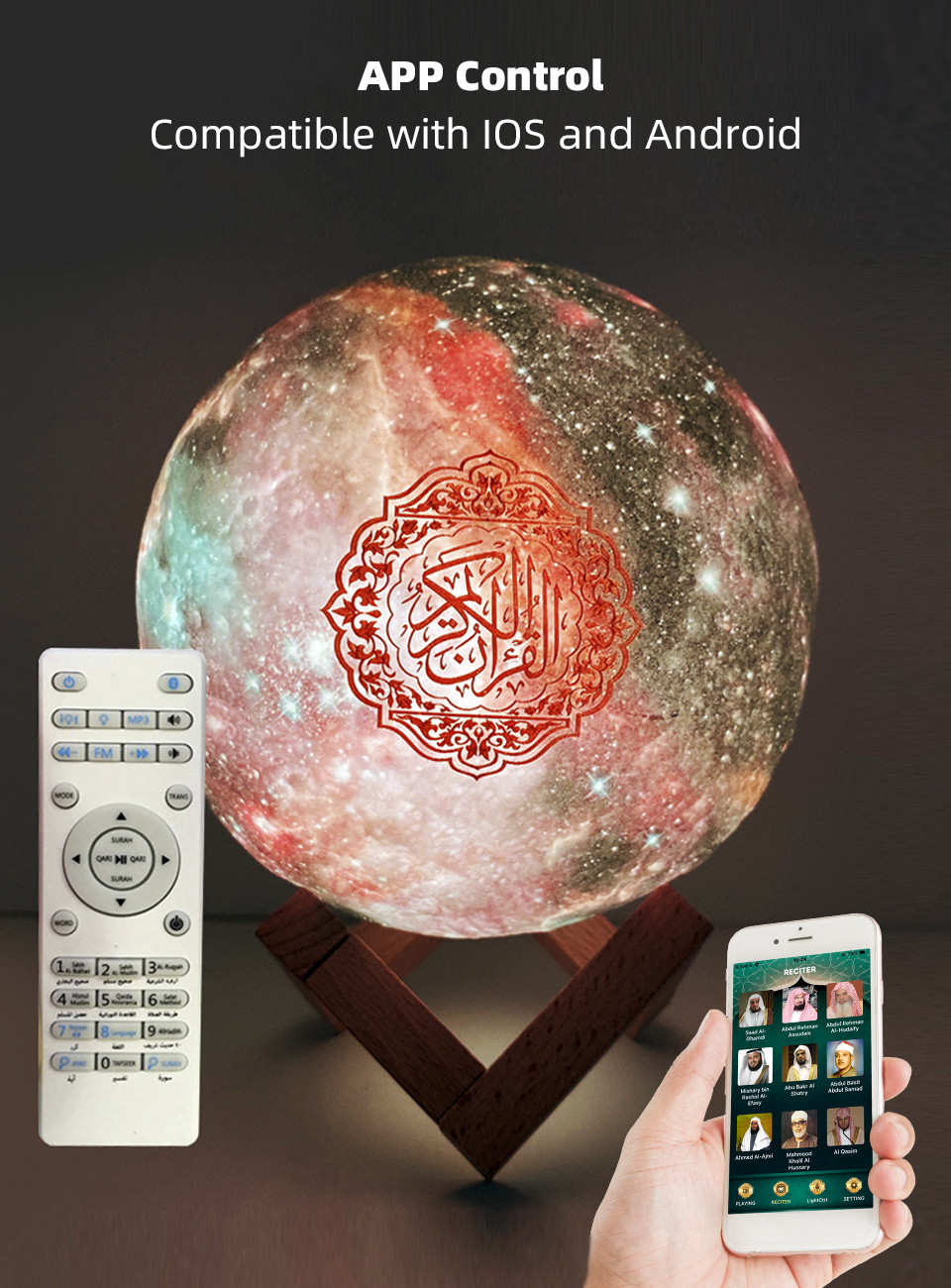 2021 led Islamic gift al digital touch lamp moon lamp quran speaker quran players mp3 player for muslim