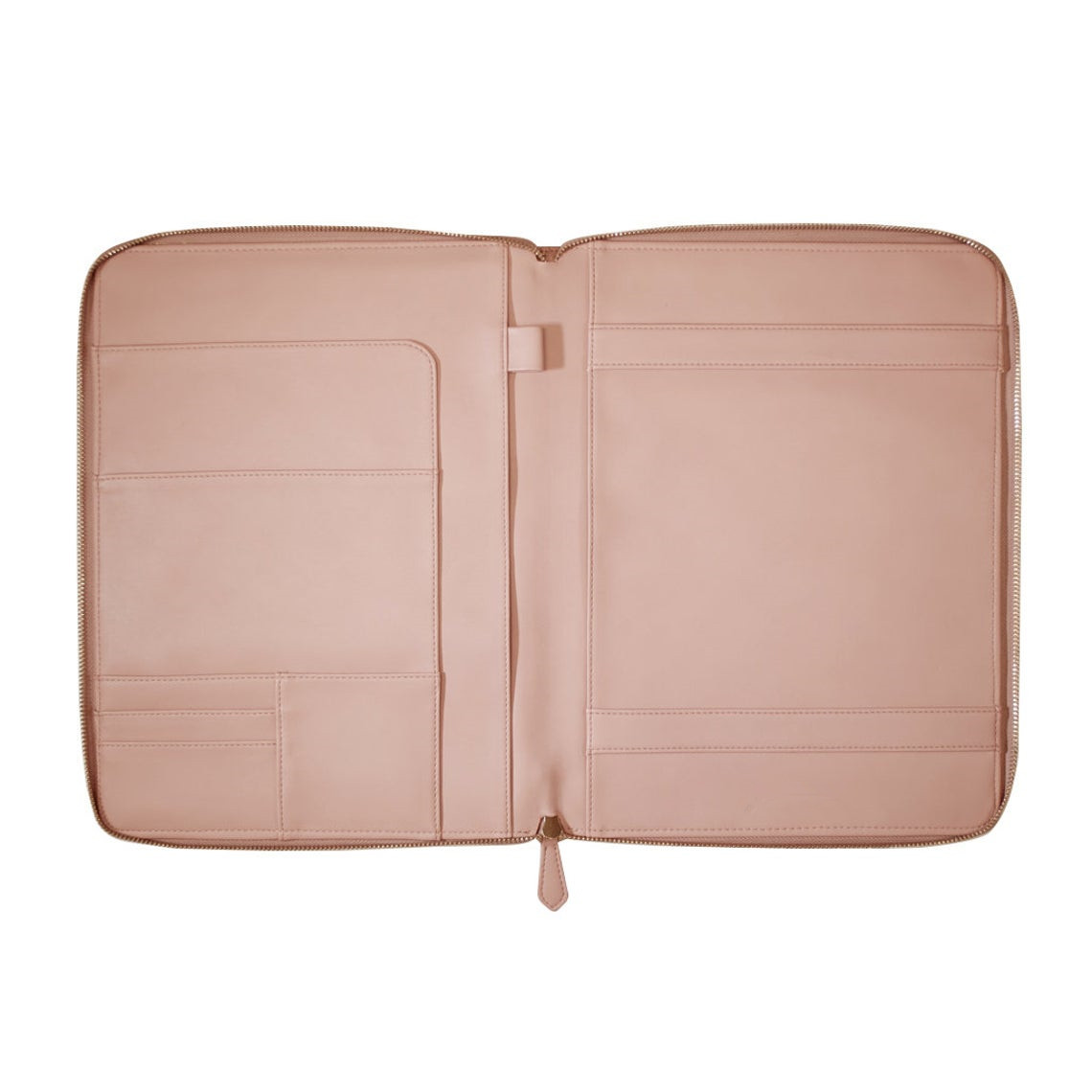Personalized blush pink vegan leather a4 leather zip compendium