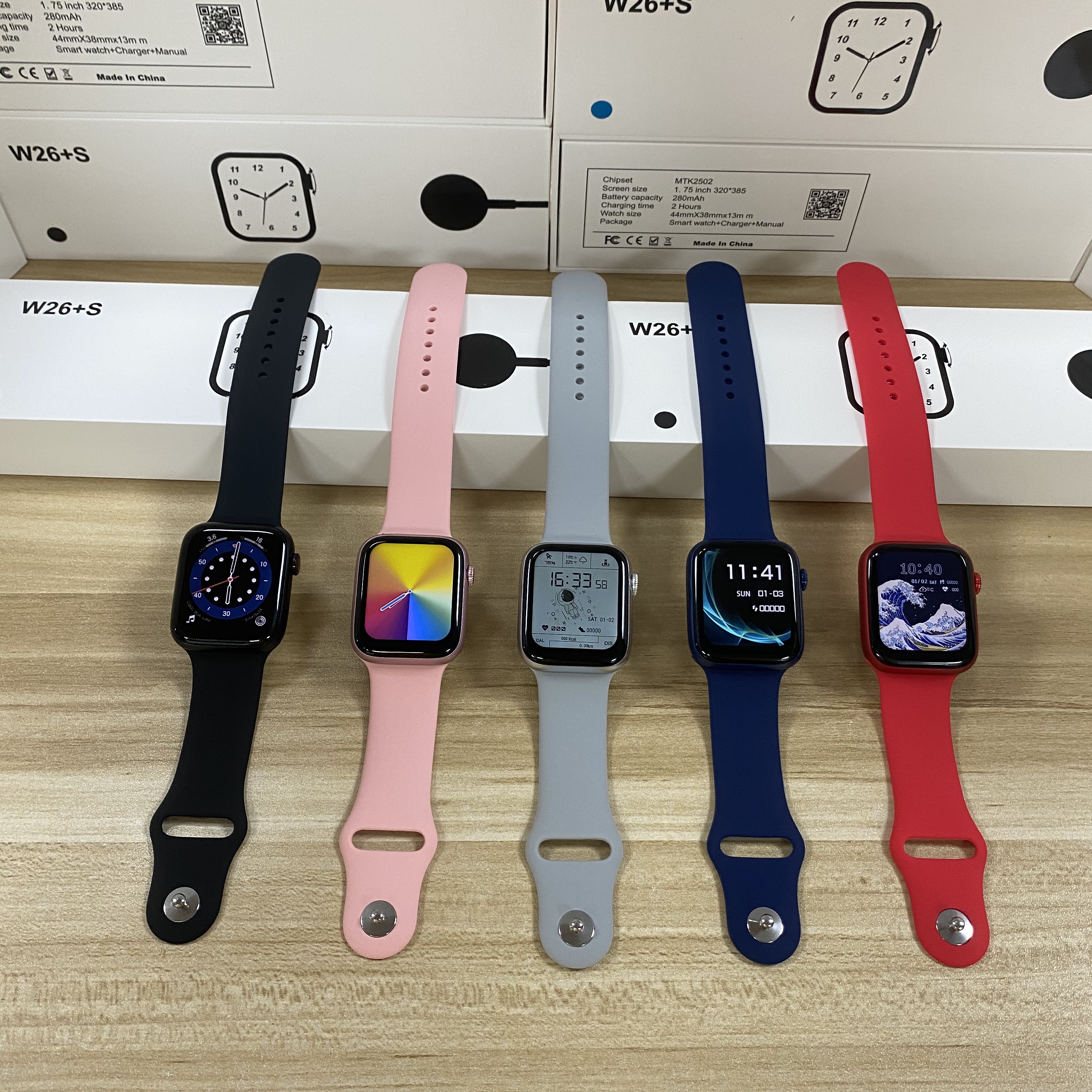 IXIU new arrival W26+S wireless charger encoder rotation key W26 plus pro 2021 version dial call phone watch W26+S