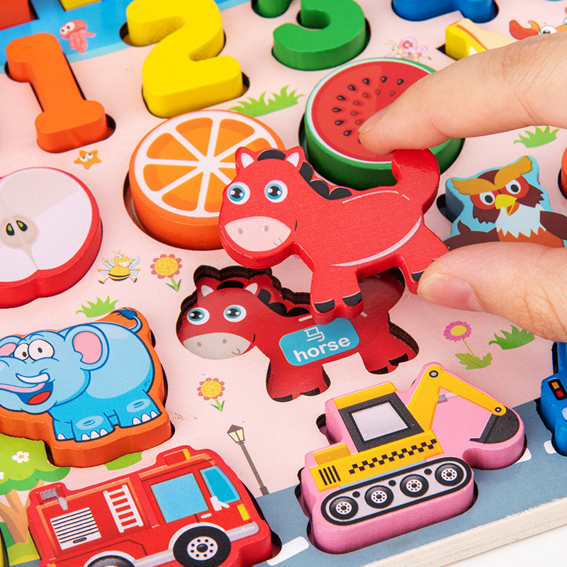 Wholesale Math Geometric Cognition Child Puzzle Plastic Toy Set Baby Montessori Toys Educational