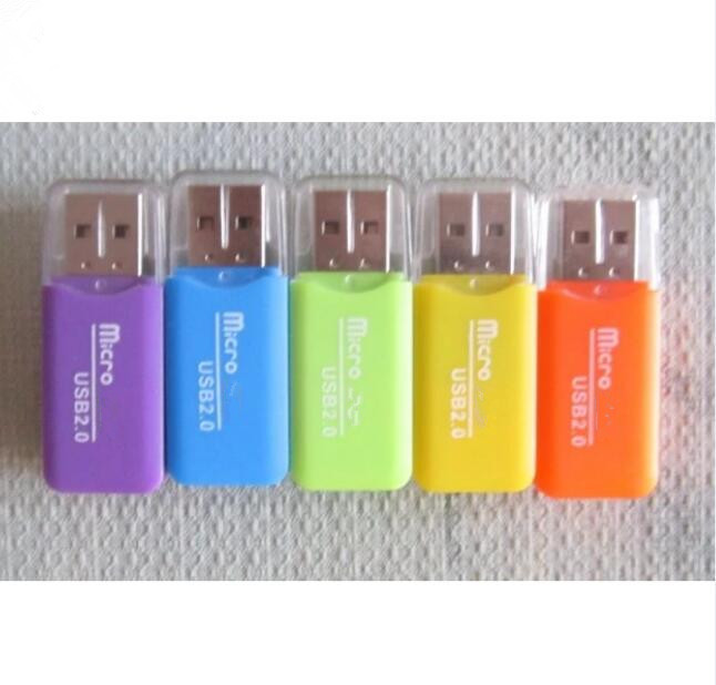Мини USB 2,0 Card Reader для SD карты TF адаптер Plug and Play красочные Ypf48
