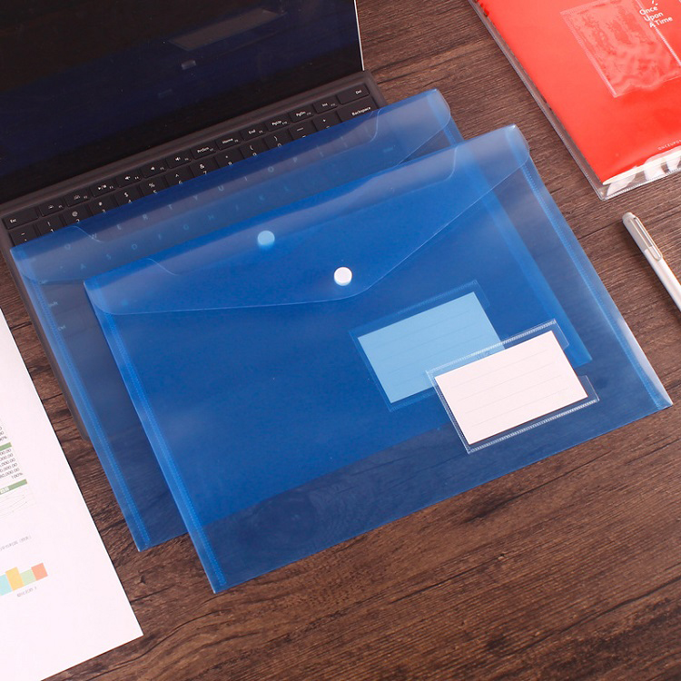 Huahang Filing Products PP A4 A5 Plastic Wallets with Name Card Pocket Label