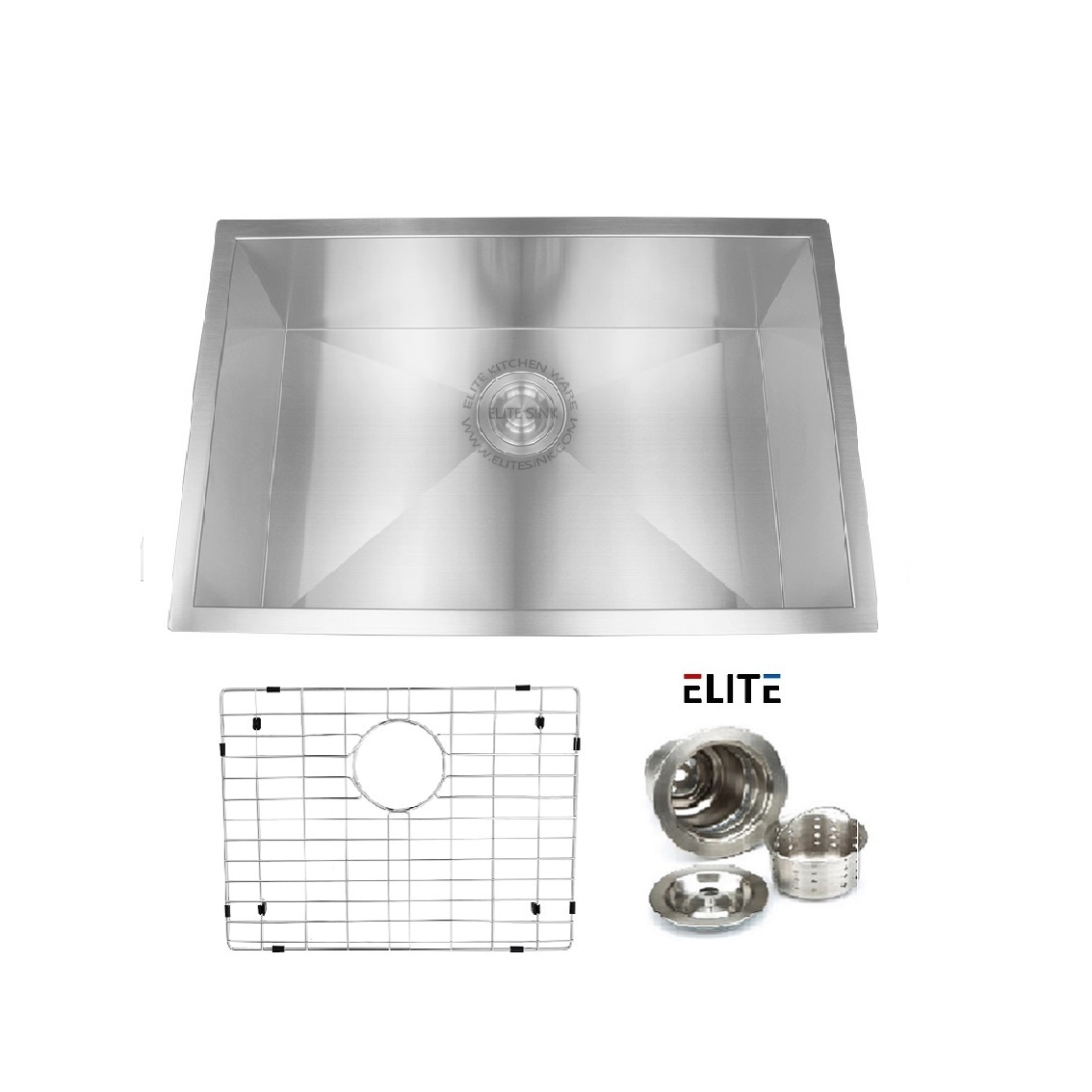 factory send durable medium stainless steel handmade undermount kitchen sink with grid and drainer