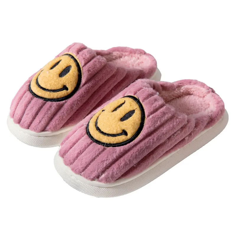 2021 new slippers for children cartoon smiley face home big child slippers