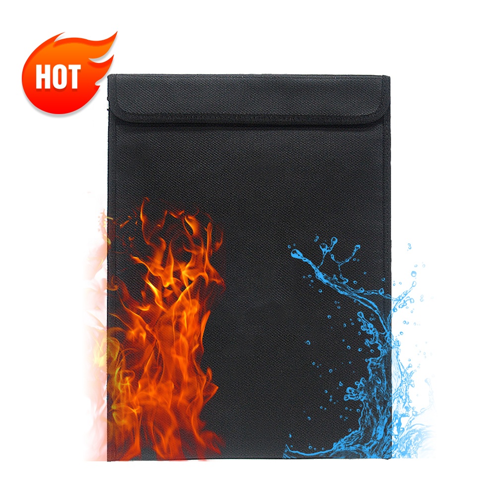 Custom Size 15"x11" Non-itchy Silicone Coated Fire Resistant Storage Safety Fireproof Document Bag for Lipo/Passport/Money