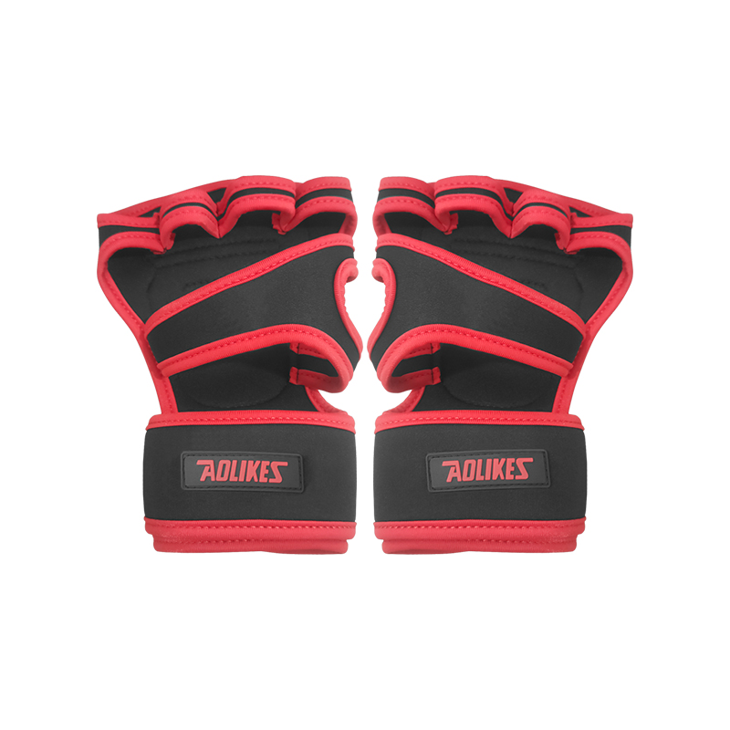 Aolikes High quality custom logo ventilated workout fitness weight lifting gym gloves with wrist