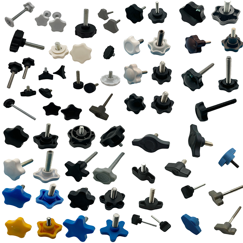 China Manufacturer Plastic Head Handle Threaded Star Handle M4 M5 M6 Round Thumb Screws Adjustable Furniture Hand Screws