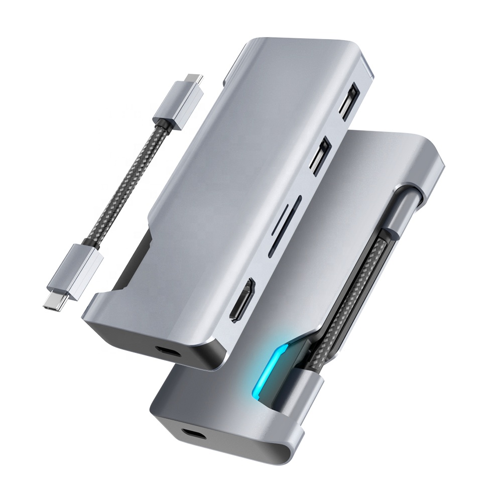 7 в 1 USB C концентратор Тип C концентратор USB C док-станция с SD TF RJ45 4K USB3.0 PD зарядные порты