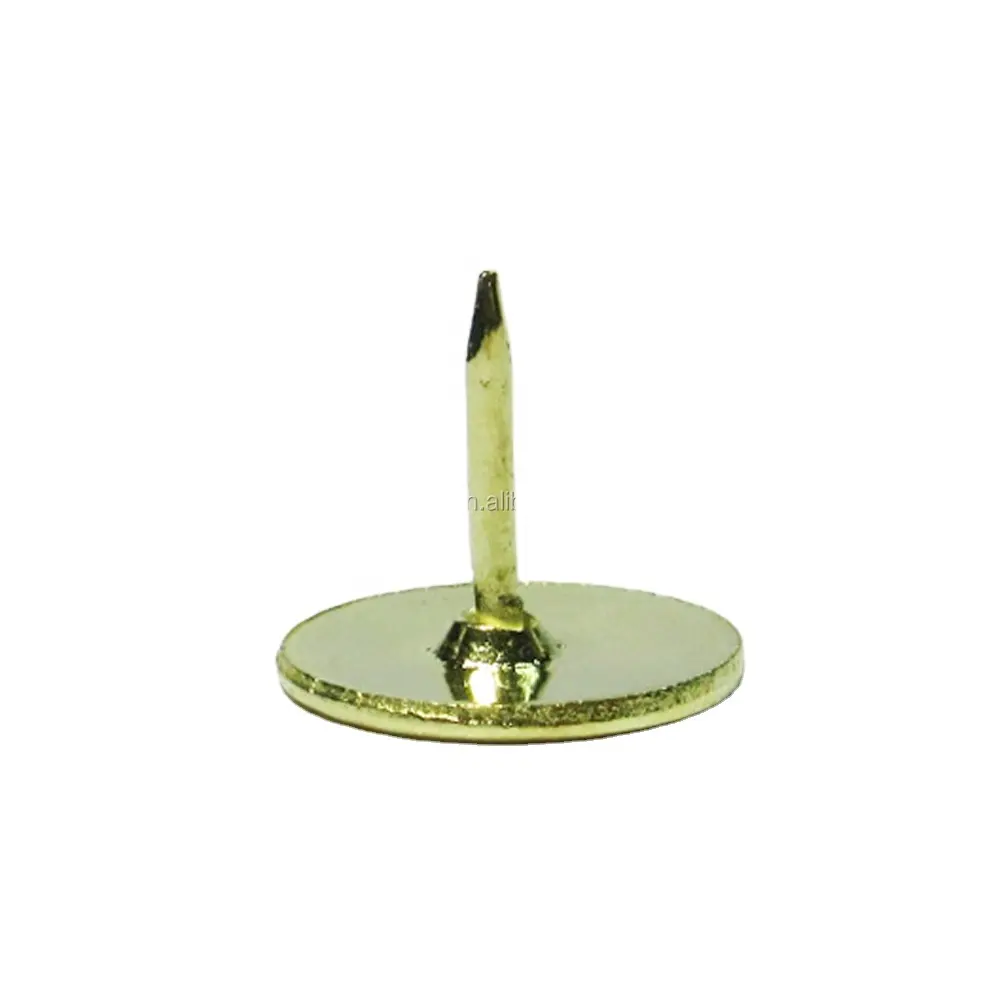 Wholesale office table gold color metal flat head thumb taks push pins for office and household