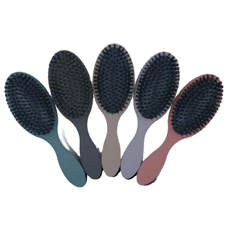 Super Customized Logo Detangling Brush Paddle Cushion Nylon Boar Bristle Hair Brush Curly Thick Wet and Dry Hair Comb
