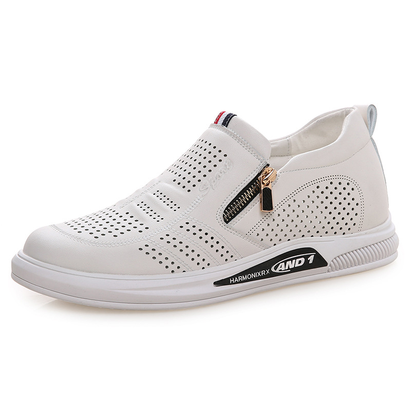Summer hole shoes comfort breathable leisure leather footwear height increasing shoes