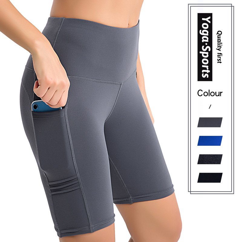 yoga clothes women's cycling jersey yoga cropped pants sports fitness sideways mobile phone pocket fitness short women