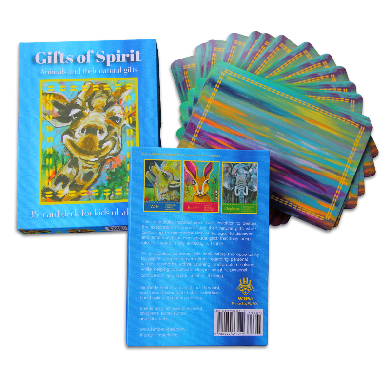 High Quality Full Color affirmation customize animal playing cards deck oracle cards for all kids