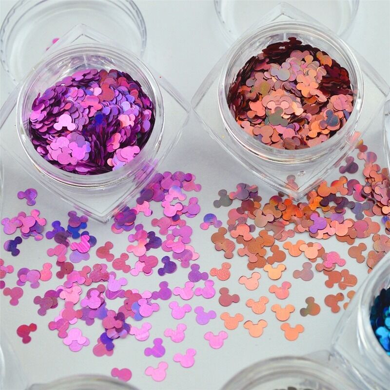 Jingxin Holographic Mickey Nails Glitter Sequins Decal Nail Art Decoration Accessories