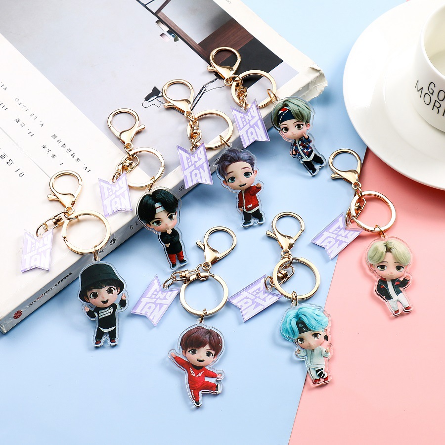 Новое поступление, Bangtan TinyTan, миниатюрный мультяшный персонализированный акриловый брелок с подвеской