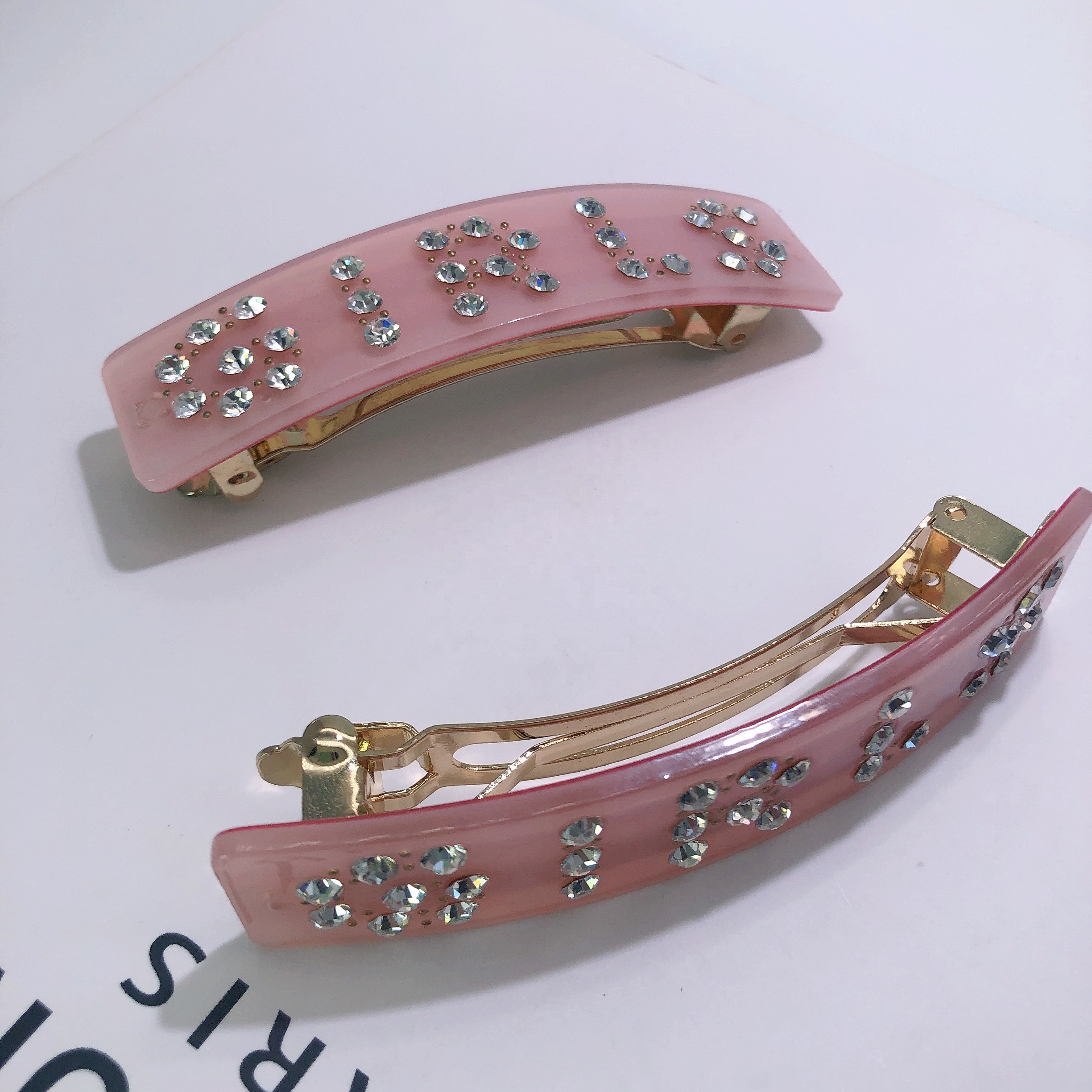wholesale bright color rectangle crystal letter world hair barrette clips hair accessories for girl