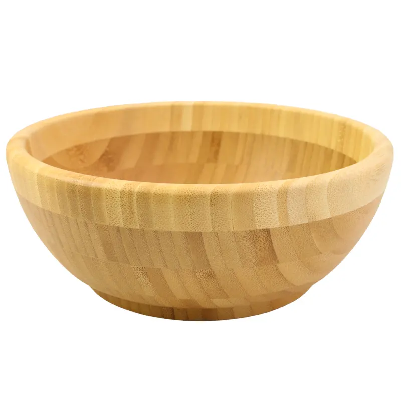 reusable Handmade Individual wooden bamboo round fruit salad bowl