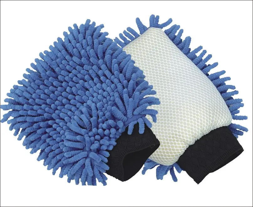 Custom Logo clean blue Chenille waterproof Detailing Absorbent Microfiber Dusting window Car Wash glove