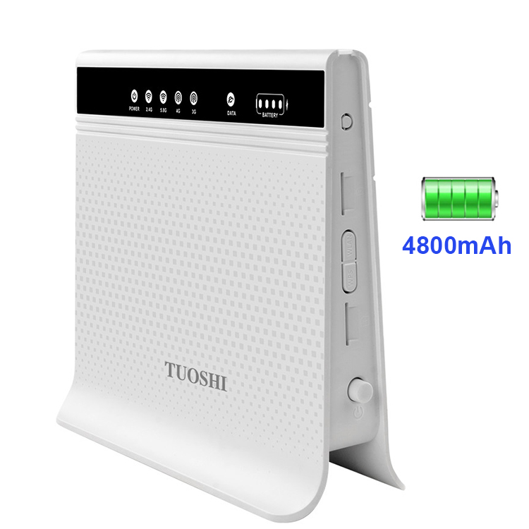 TUOSHI oem 2,4 ГГц 5,8 ГГц двухдиапазонный 1200 Мбит/с высокоскоростной точка доступа 4g lte беспроводной маршрутизатор с двумя sim-картами с батареей