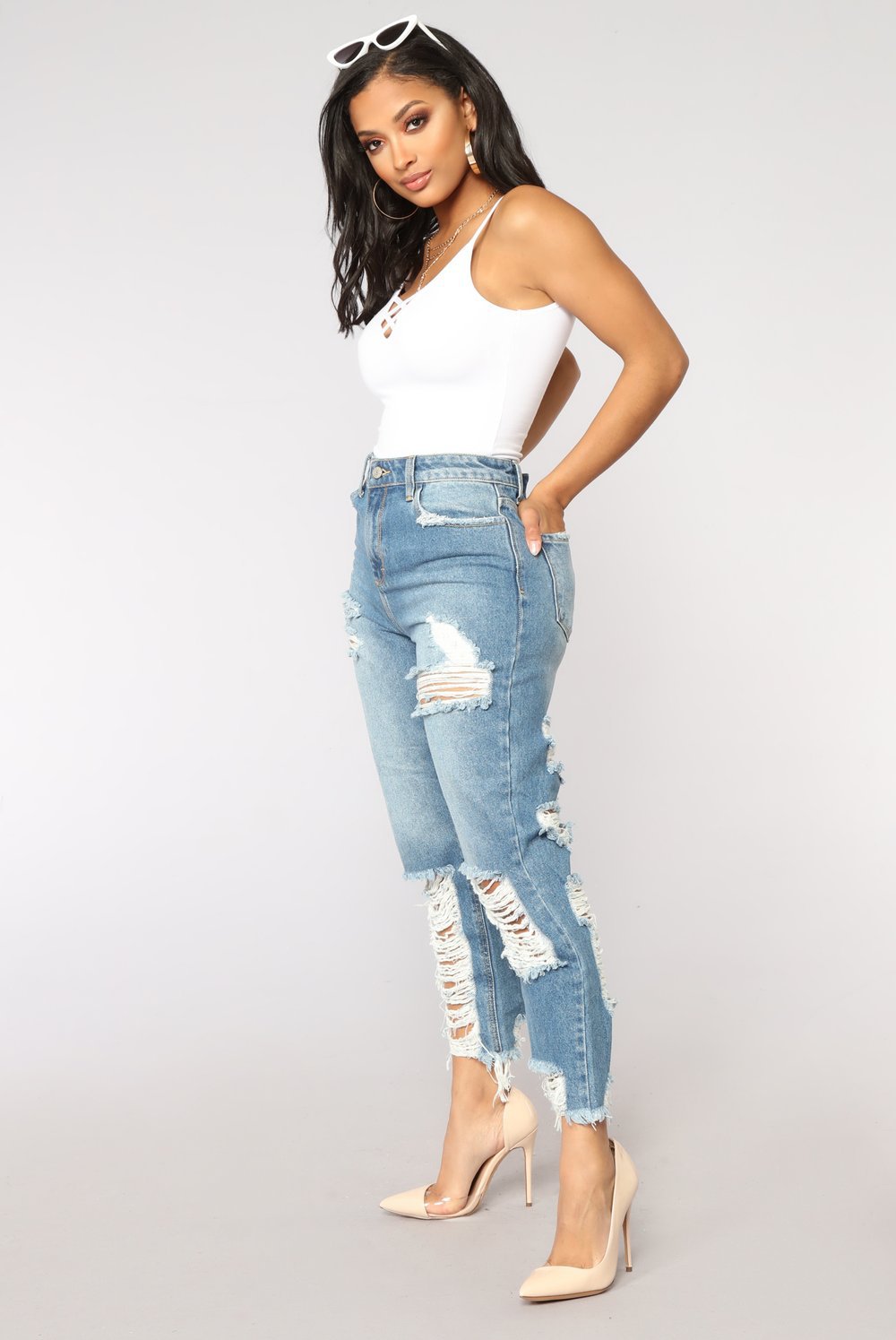 Sugar 2021 Fashion Hole Ripped Jeans Women Straight Pant Loose Denim Pants For Woman Ladies Skinny Jeans